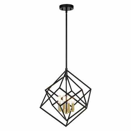 PERFECTTWINKLE 17.5 in. Rad 4 Light Pendant Black & Natural Brass PE3261404